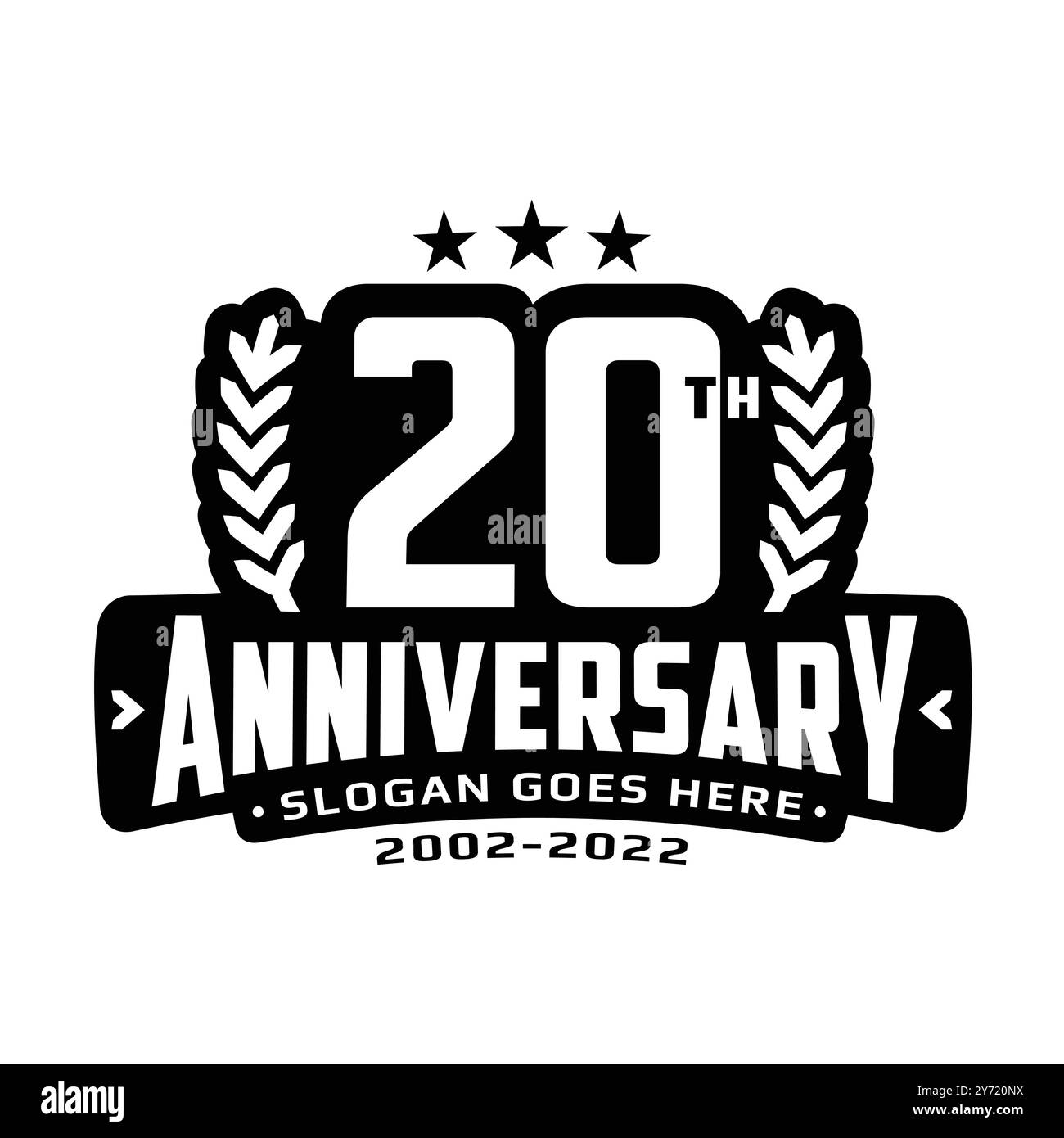 modello di design del logo per il 20° anniversario. logotipo celebrativo del 20° anniversario. Vettore e illustrazione Illustrazione Vettoriale