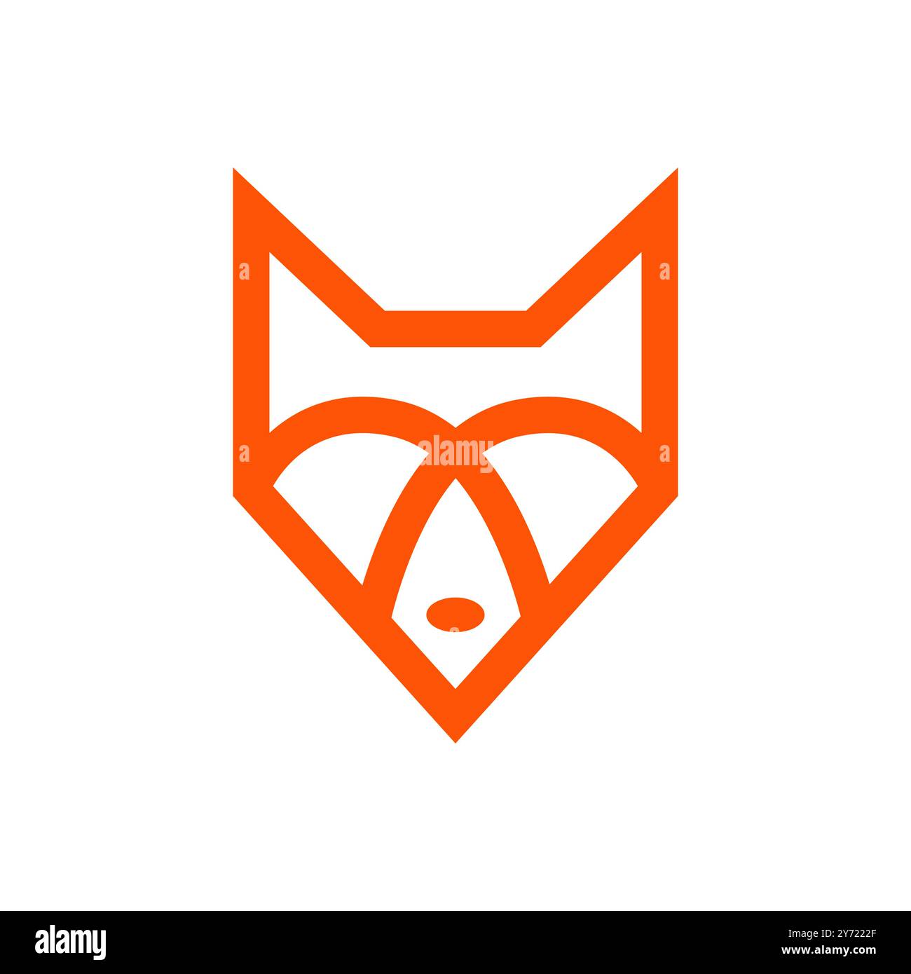 logo head fox geometrico piatto vettoriale Illustrazione Vettoriale