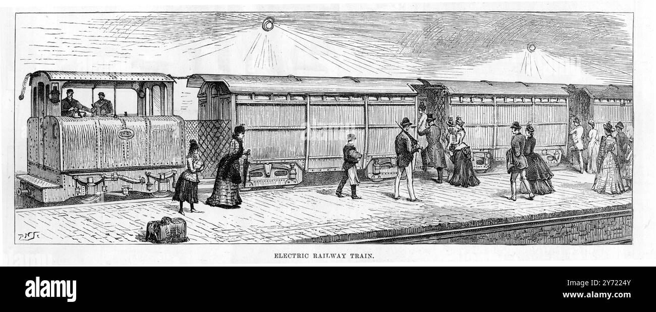 Treno ferroviario elettrico per la metropolitana, City e South London Railway 1890 Foto Stock