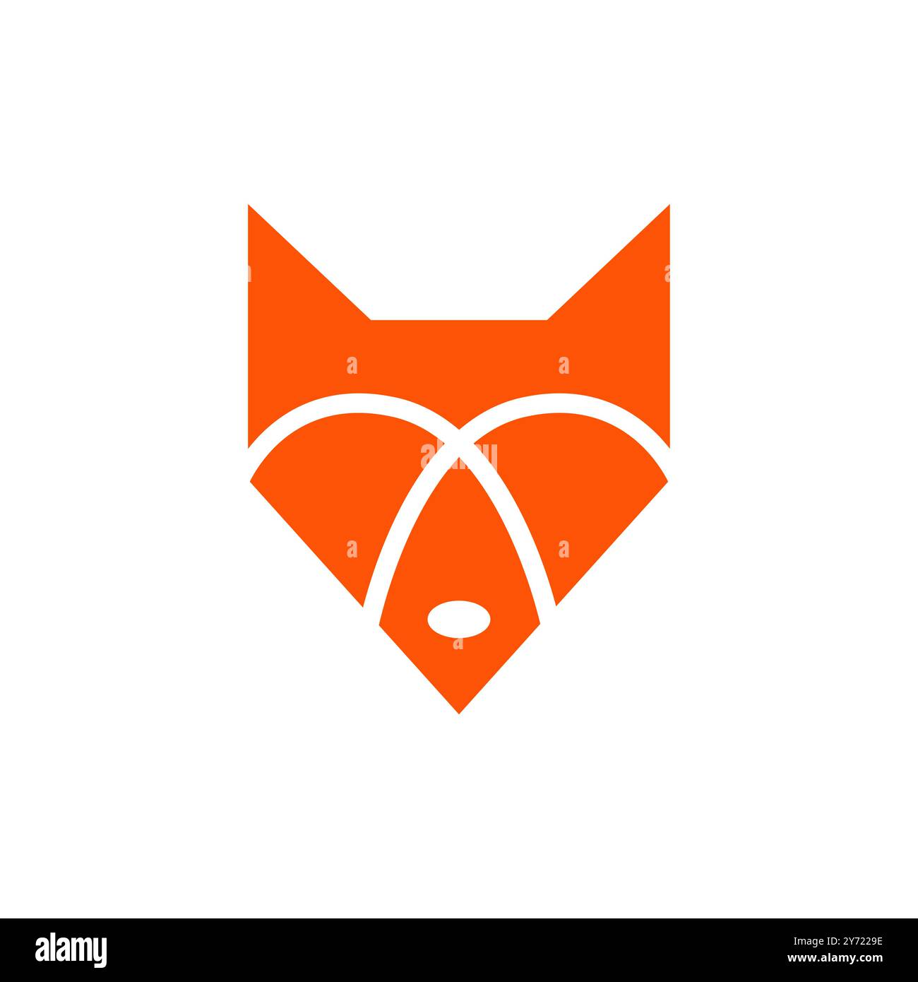 logo head fox geometrico piatto vettoriale Illustrazione Vettoriale