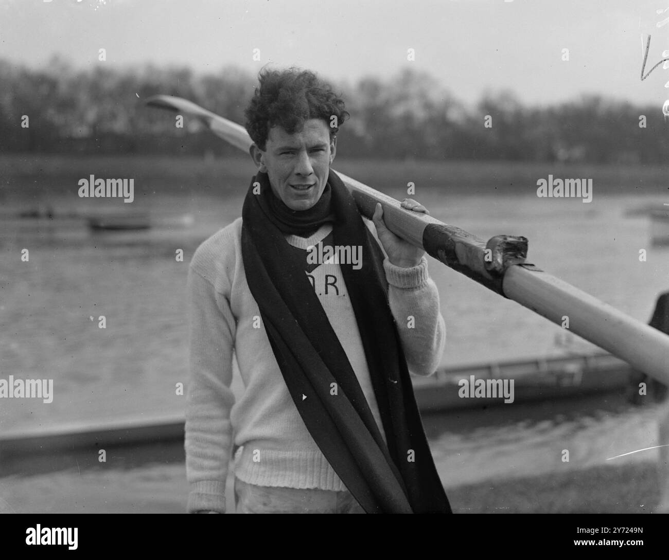 Oxford vs Cambridge. La gara di barche. Immagini: Antony Duncan Rowe 20 marzo 1948. Foto Stock