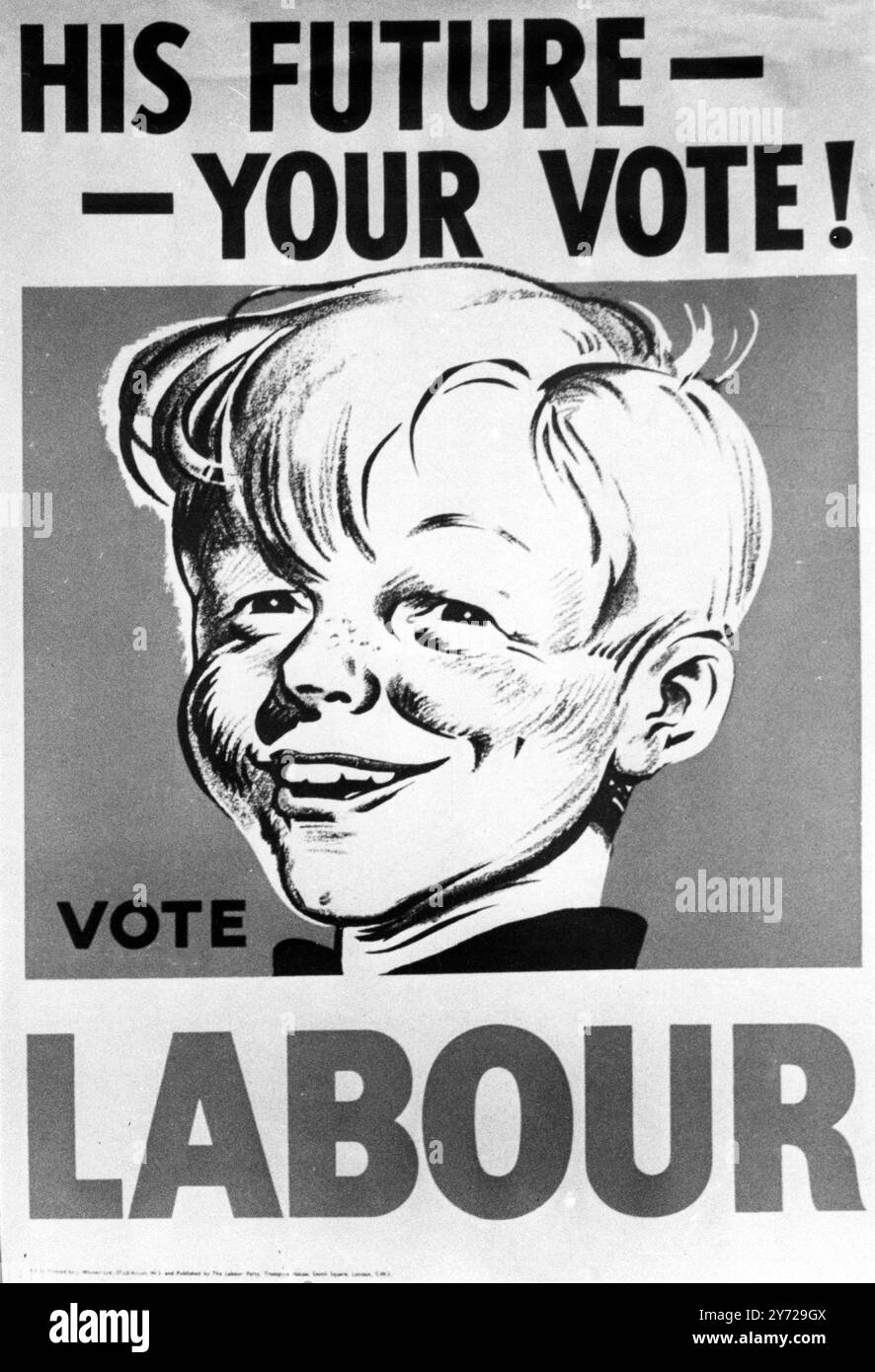 Uno dei manifesti laburisti per la campagna elettorale generale del 1950 il suo futuro - il vostro voto ! Votate laburisti Foto Stock