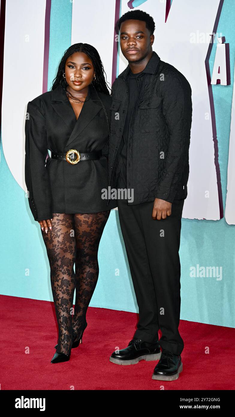 Lauryn Ajufo, Josh Tedeku, Joker : Folie A Deux - UK Premiere, Cineworld Leicester Square, Londra, Regno Unito Foto Stock