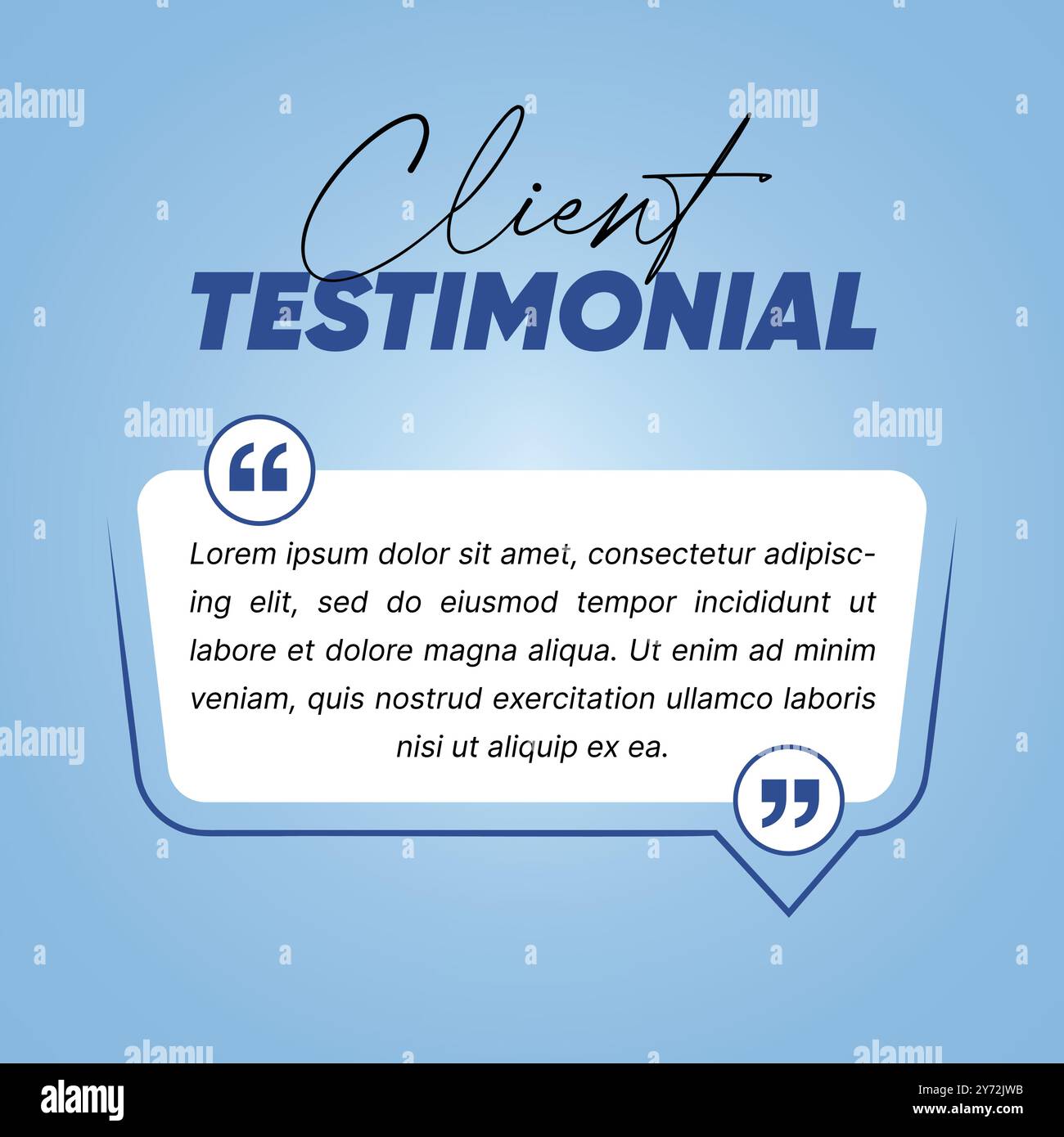 Modello di scheda di preventivo - progettazione di testimonianze - progettazione di post sui social media Illustrazione Vettoriale