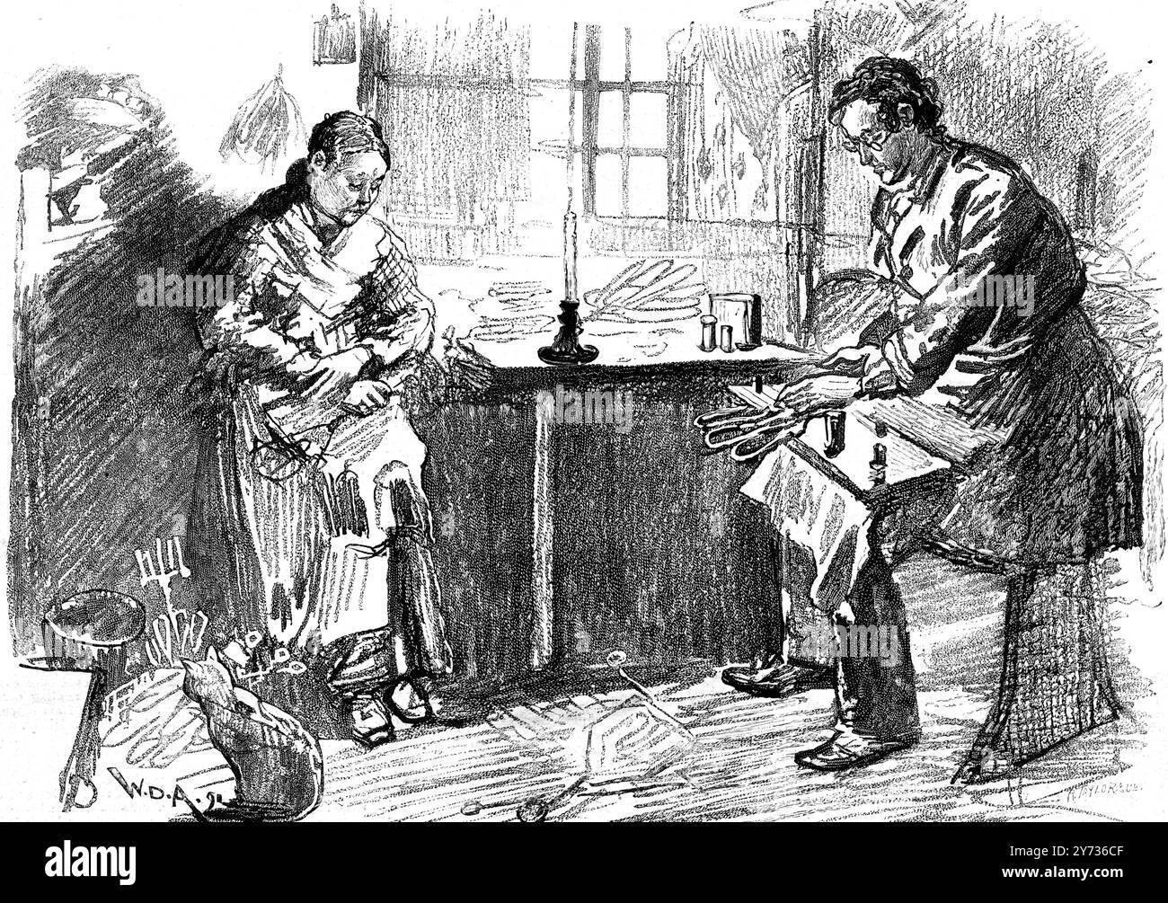 La sofferenza nell'East-End di Londra. Uno schizzo a Miller's Court, Whitechapel. 1891 Foto Stock