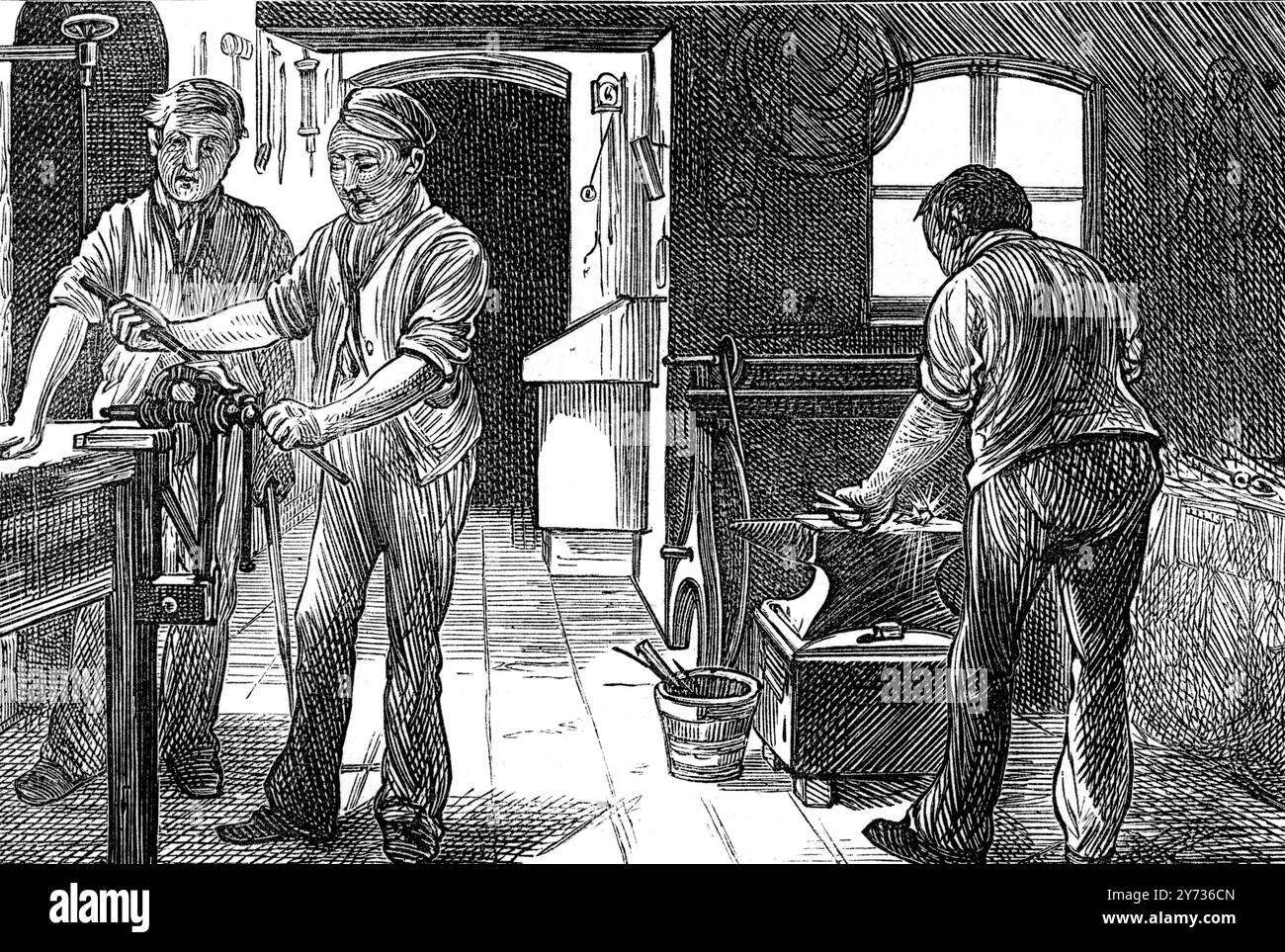 Detenuti al lavoro nella prigione di Newgate, Londra, Inghilterra 8 marzo 1873 Foto Stock