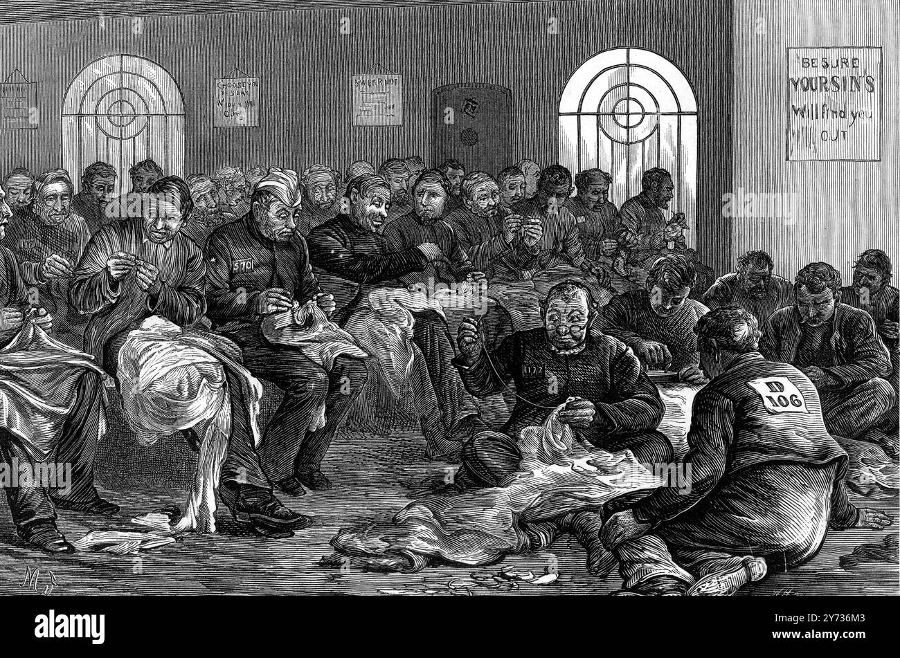 The Needle room , Clerkenwell Prison , Londra , Inghilterra 17 gennaio 1874 Foto Stock