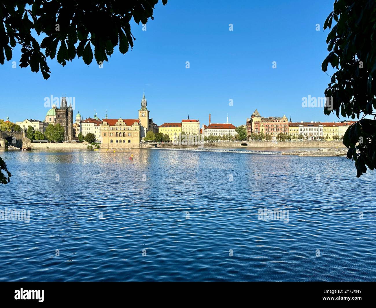 La fotografia mostra un paesaggio urbano medievale europeo in estate, caratterizzato da tetti vivaci e intricati dettagli architettonici. Foto Stock