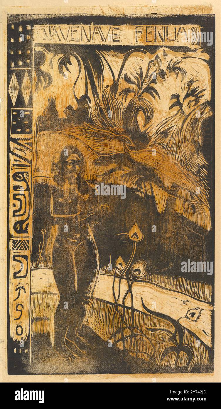 Terra deliziosa. Paul Gauguin. 1893-94. Taglio a legno stampato a colori su carta tessuta, foderato in seta. Foto Stock