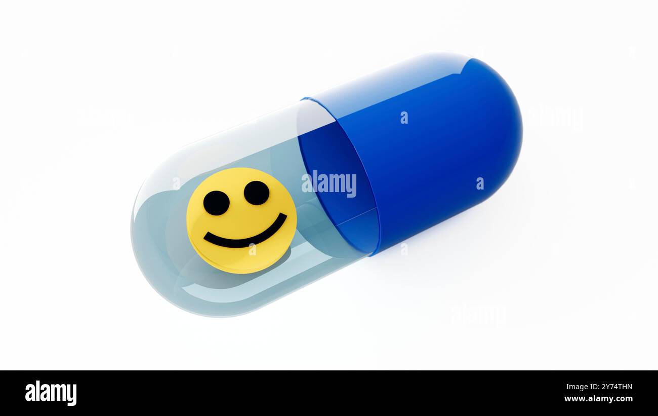 Illustrazione che mostra le droghe per la salute mentale. Foto Stock