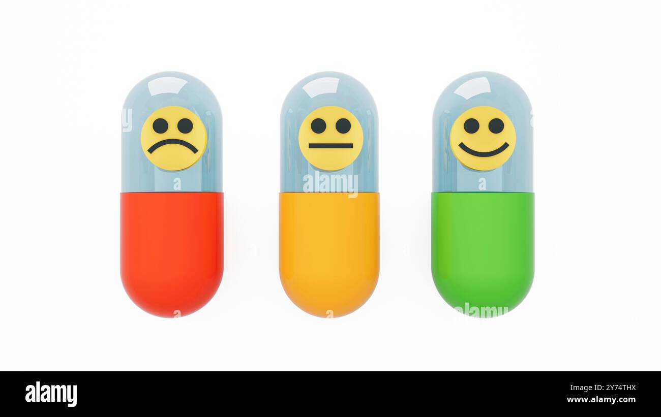 Illustrazione che mostra le droghe per la salute mentale. Foto Stock