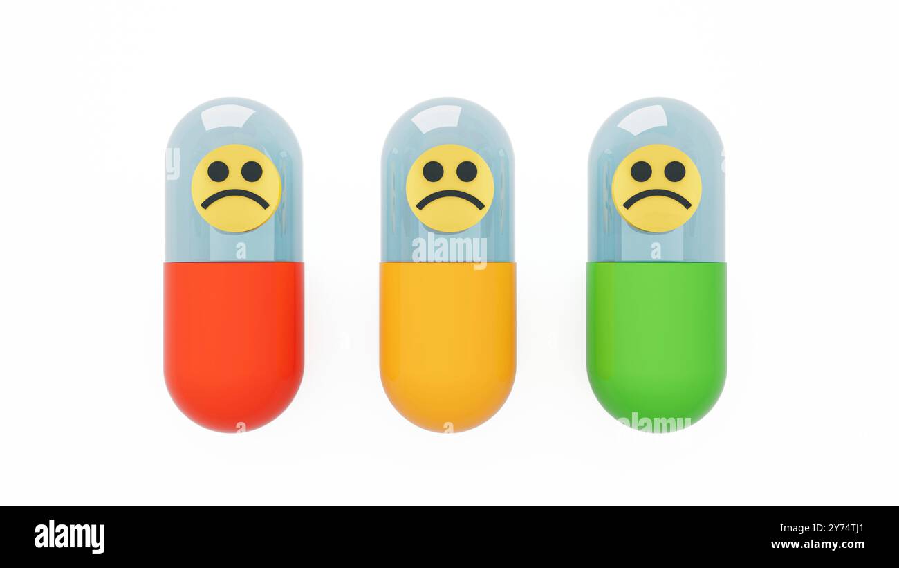 Illustrazione che mostra le droghe per la salute mentale. Foto Stock