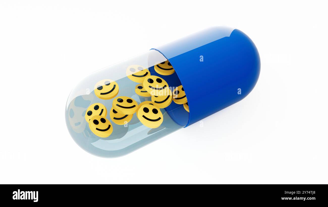 Illustrazione che mostra le droghe per la salute mentale. Foto Stock