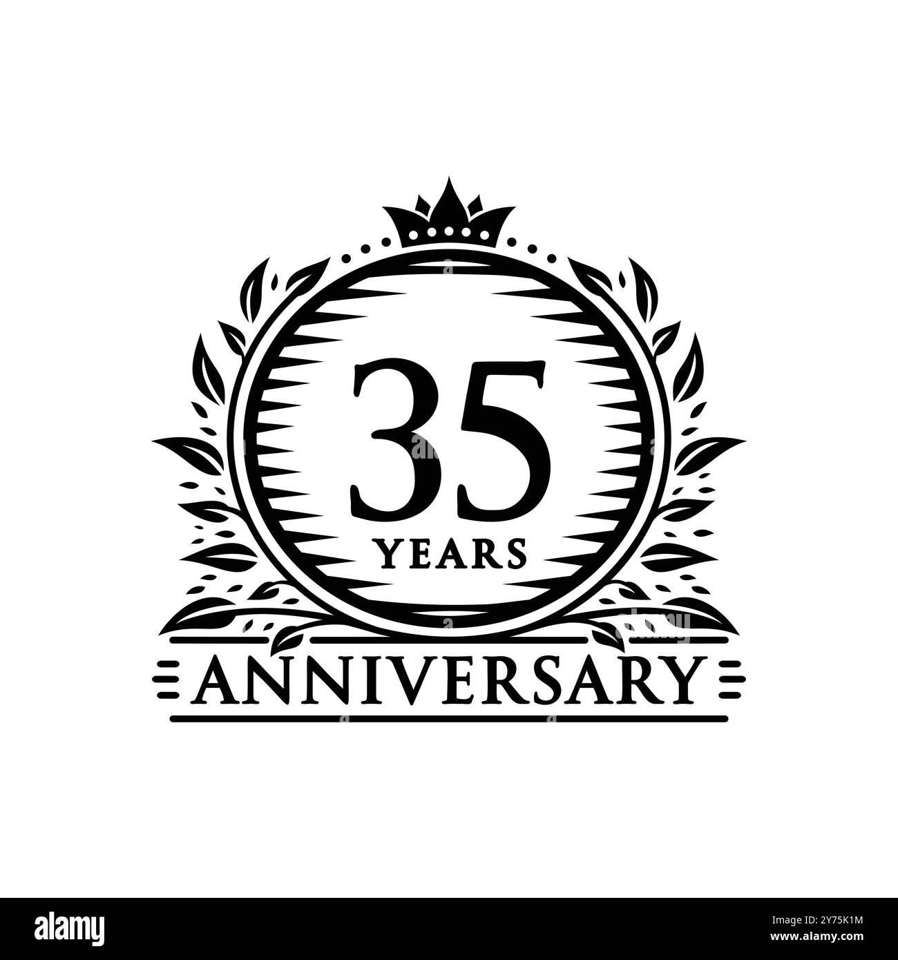 35 anni per festeggiare l'anniversario del modello di design. logo del 35° anniversario. Vettore e illustrazione. Illustrazione Vettoriale