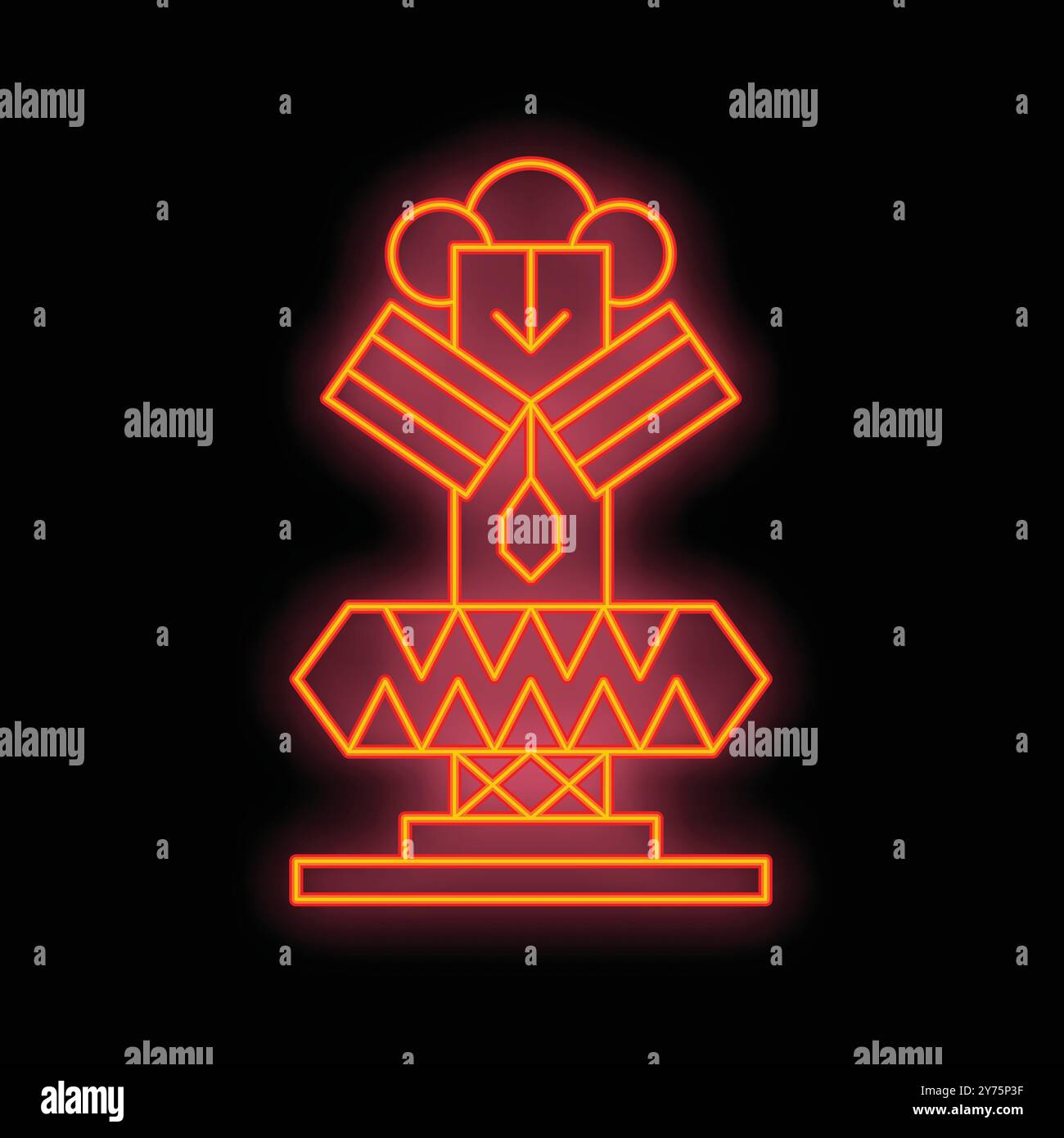Icona luminosa della linea al neon che rappresenta un totem tribale africano, un oggetto culturale tradizionale Illustrazione Vettoriale
