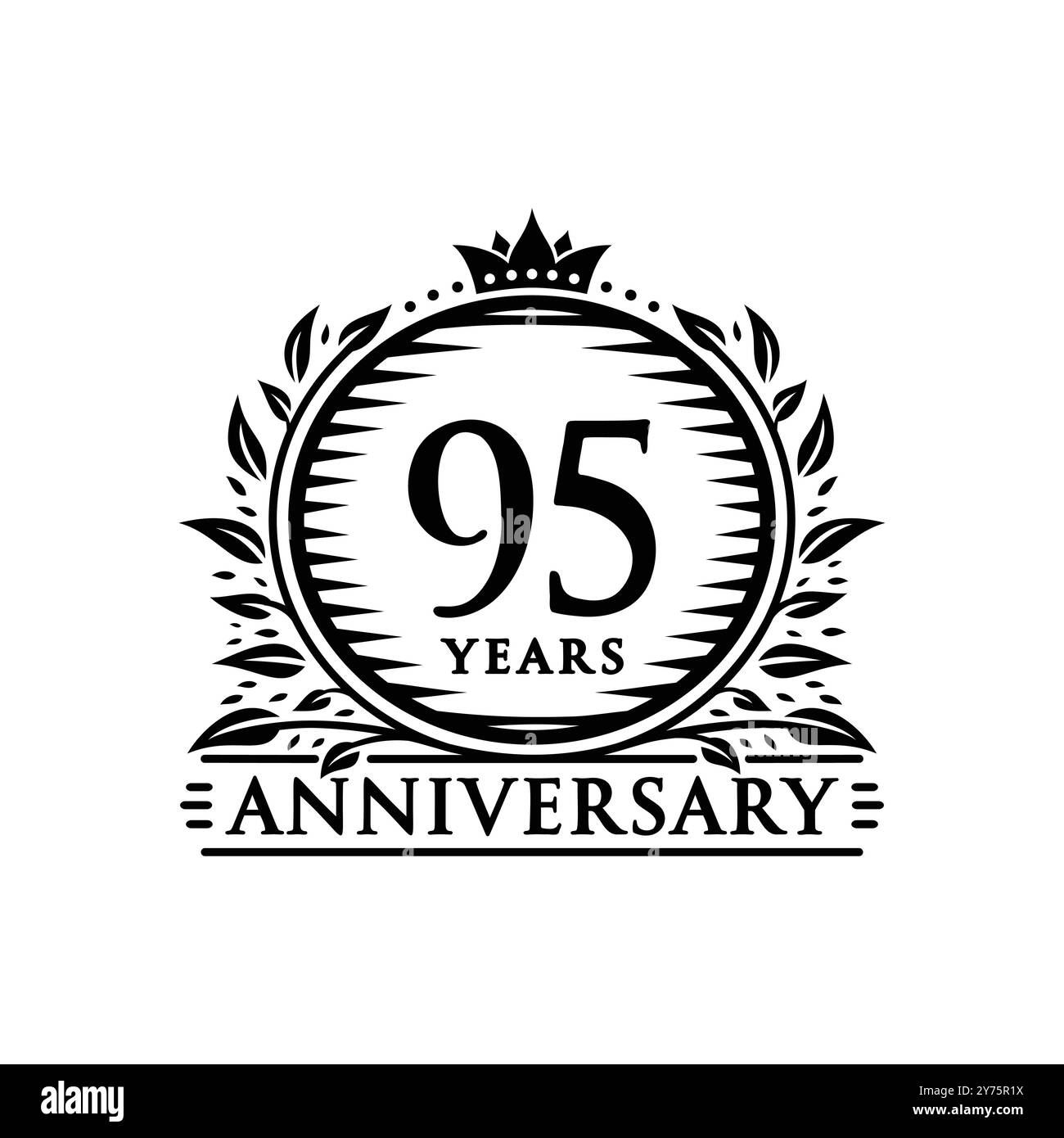95 anni per festeggiare l'anniversario del modello di design. logo del 95° anniversario. Vettore e illustrazione. Illustrazione Vettoriale