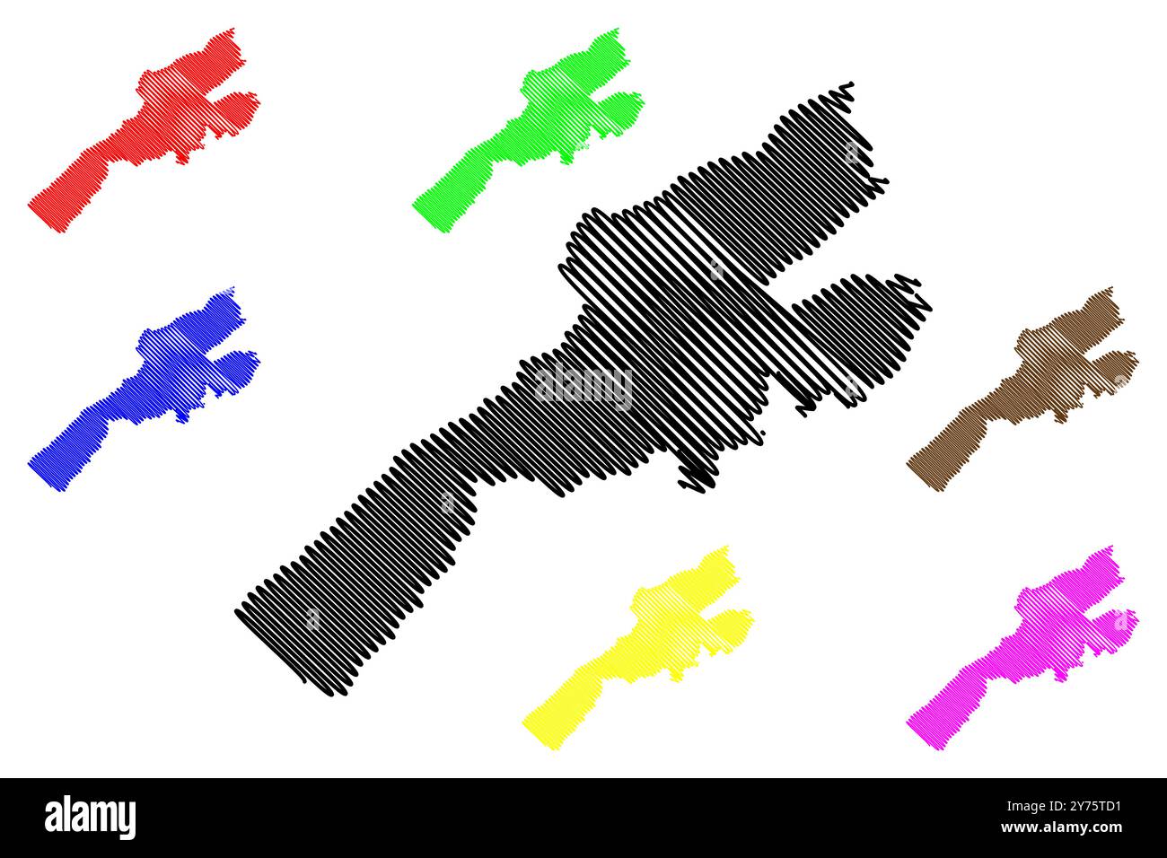 Distretto di Jura-Nord vaudois (Svizzera, Confederazione Svizzera, Cantone di Vaud, Waadt o Vôd) illustrazione vettoriale delle mappe, schizzo di scribble Bezirk Jura Nord Illustrazione Vettoriale