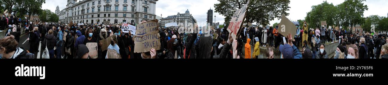 Londra, Inghilterra, giugno 6 2020: Panoramic Black Lives Matter Protestation a Londra Foto Stock