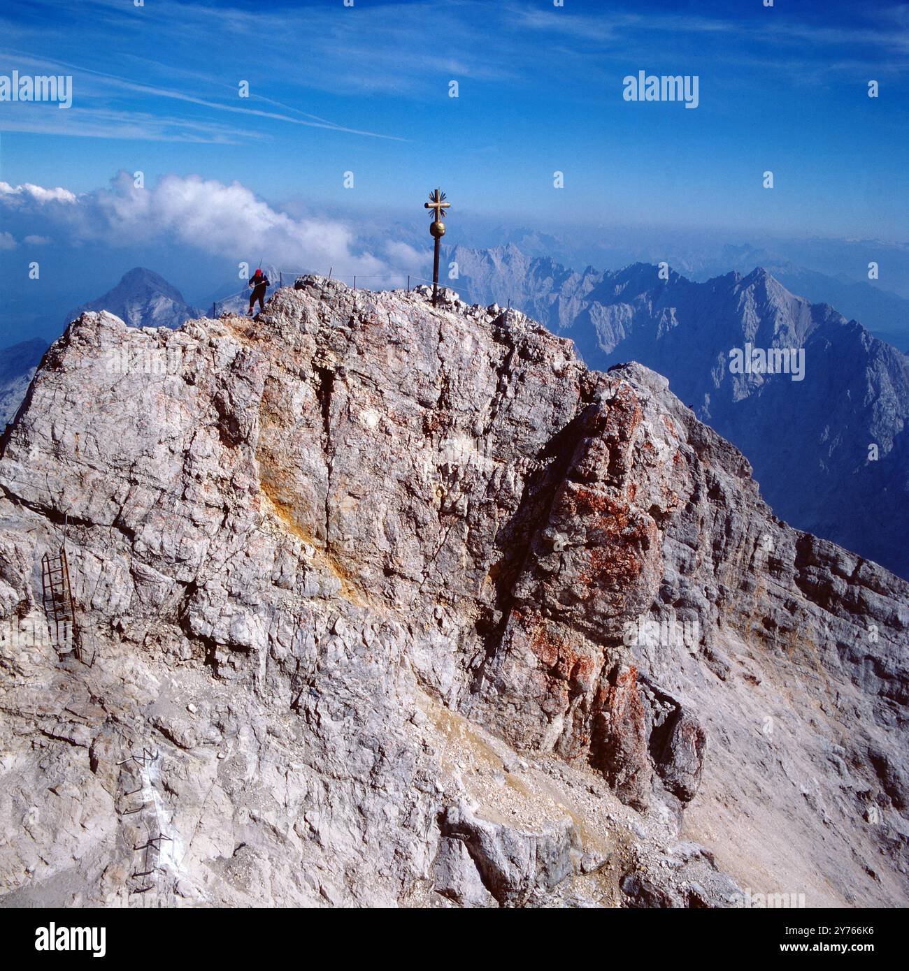 Gipfel der Zugspitze, Bayern um 1985. Foto Stock