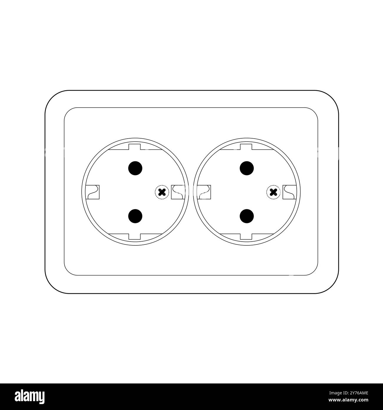 220 connettore maschio UE a doppio connettore femmina, illustrazione vettoriale con profilo Illustrazione Vettoriale