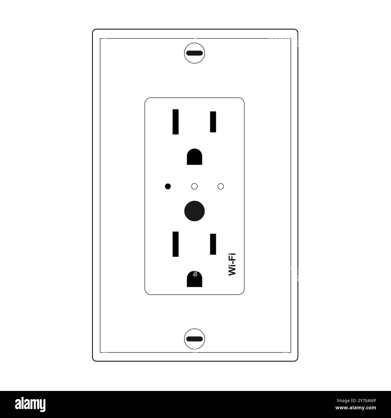 Doppio plug US smart con icona del concetto vettoriale wifi in stile sottile Illustrazione Vettoriale