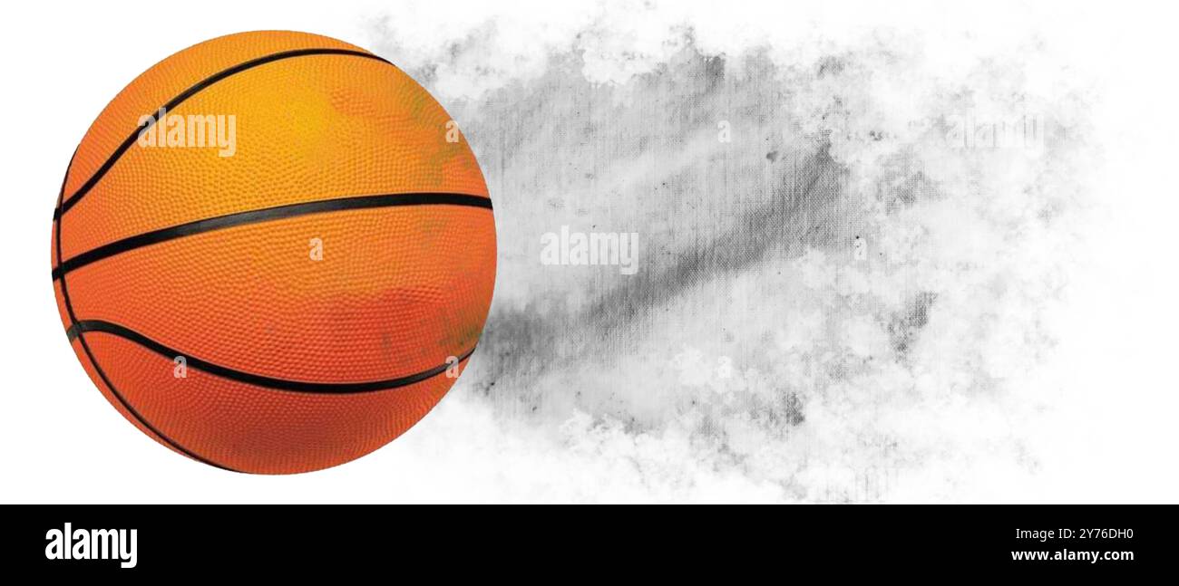 Sfondo bianco con pallacanestro e sfumatura grigia Foto Stock