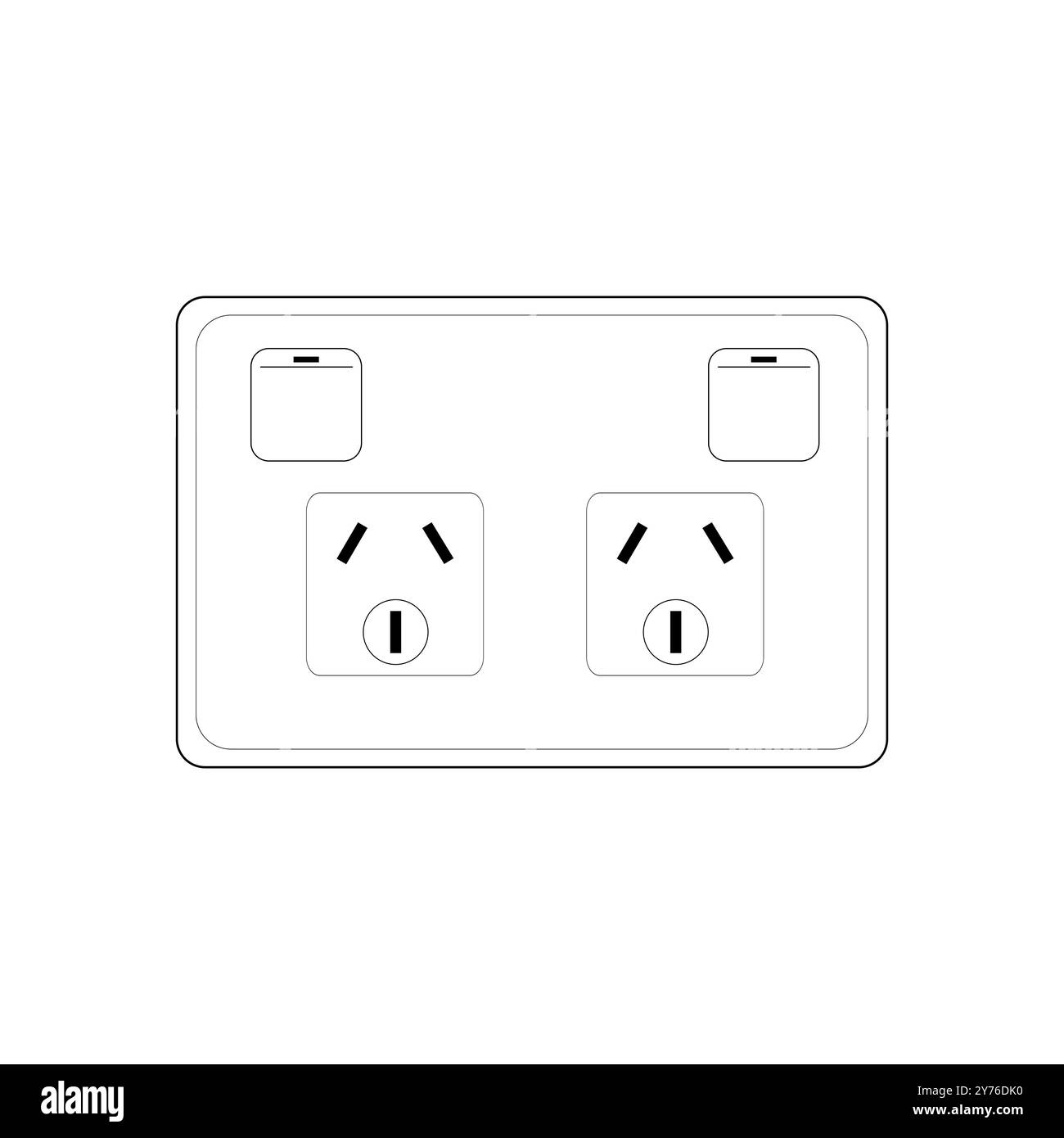 Presa a doppio connettore femmina tipo i con interruttore, illustrazione vettoriale stile contorno Illustrazione Vettoriale