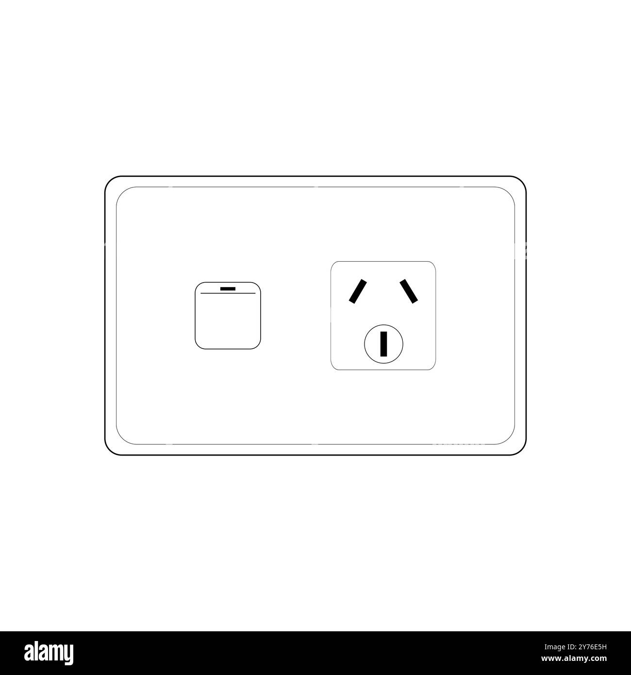 Connettore femmina di alimentazione tipo i con interruttore, illustrazione vettoriale stile contorno Illustrazione Vettoriale