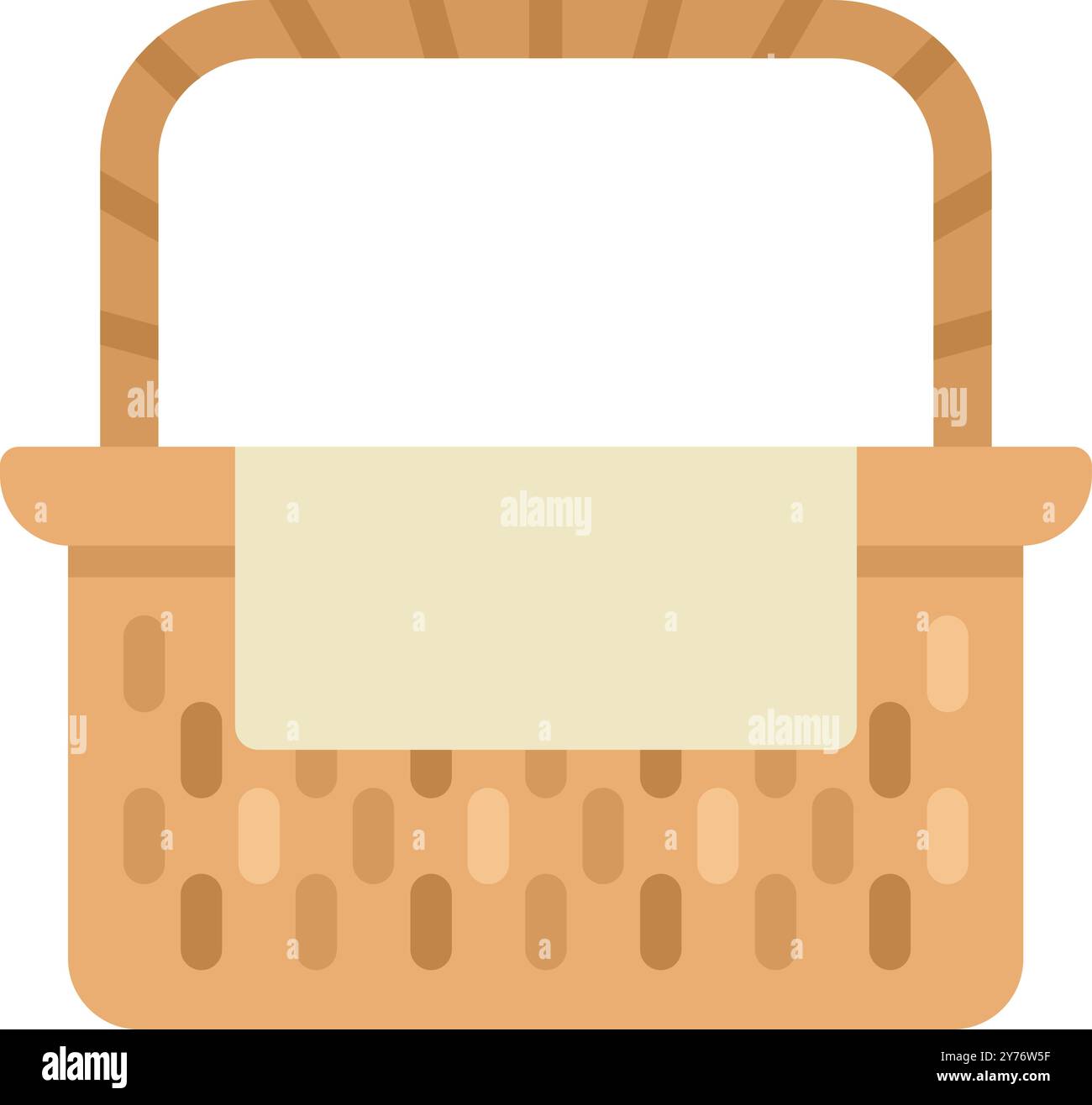 Questo cestino da picnic vuoto è pronto per gustare cibi e bevande deliziosi per una giornata rilassante all'aperto con la famiglia o gli amici Illustrazione Vettoriale