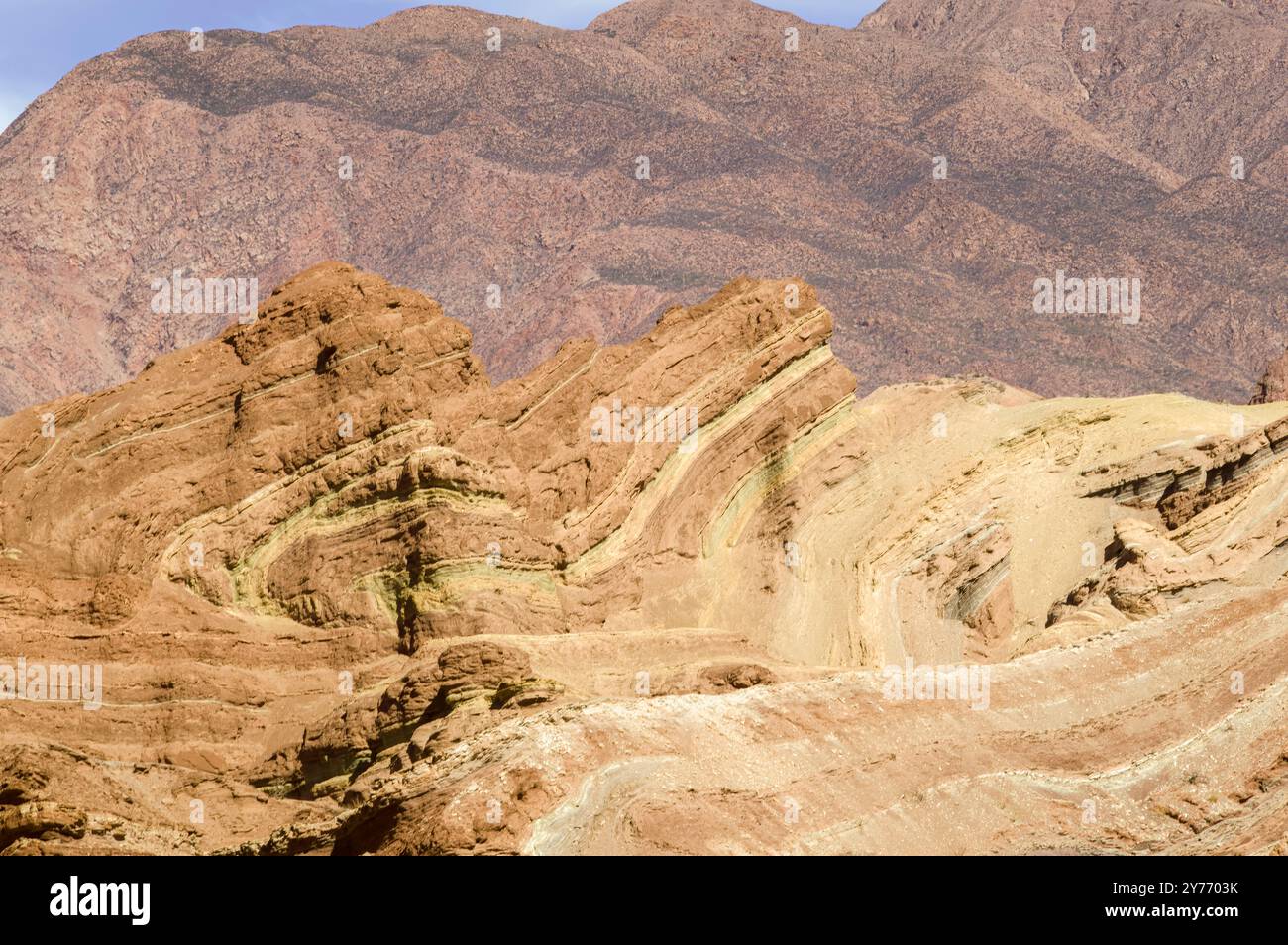 Eleganza erosa: Formazioni rocciose a strati di Quebrada Cafayate (Salta, Argentina) Foto Stock