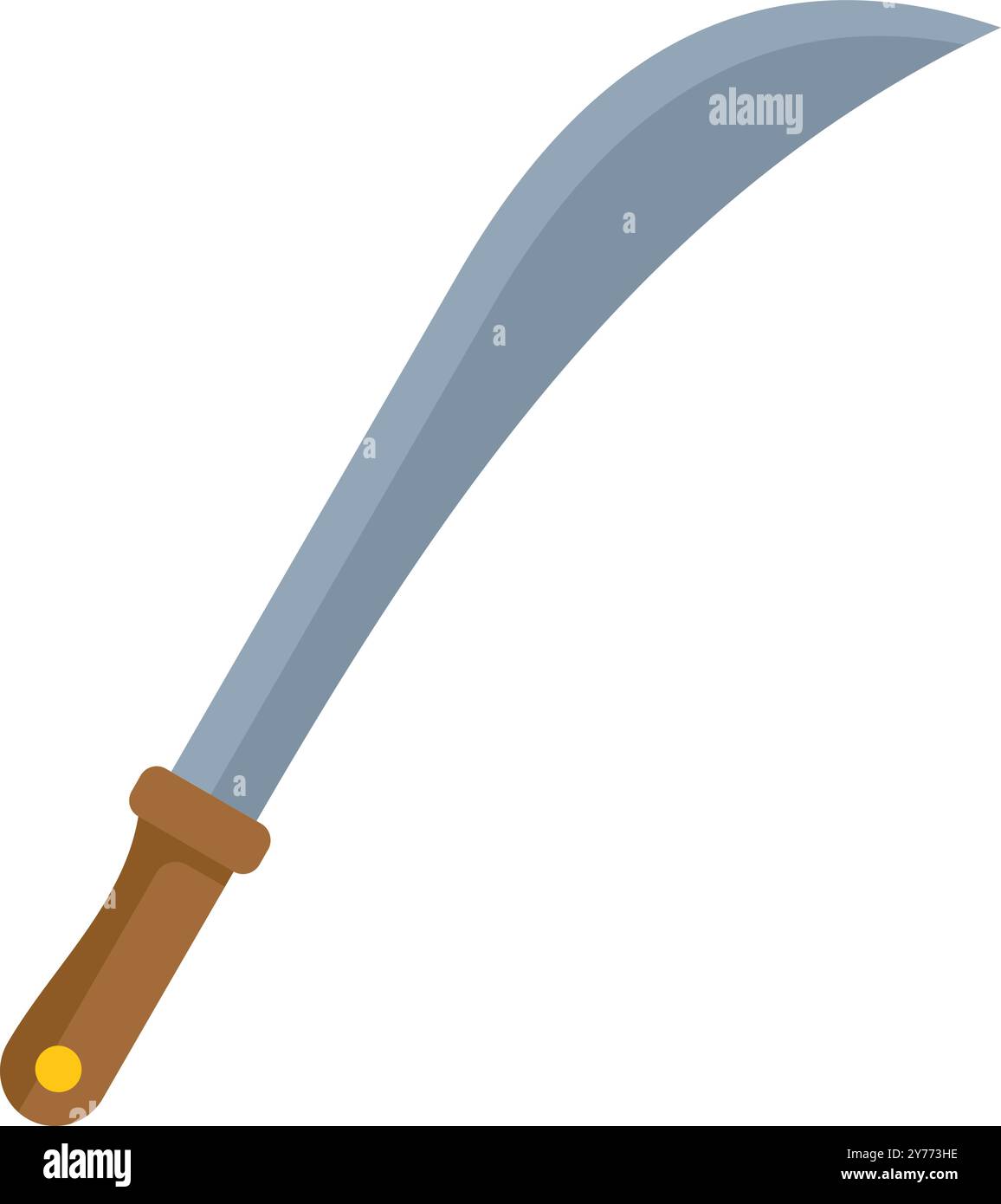 Il machete affilato con manico in legno è perfetto per tagliare piante e rami Illustrazione Vettoriale