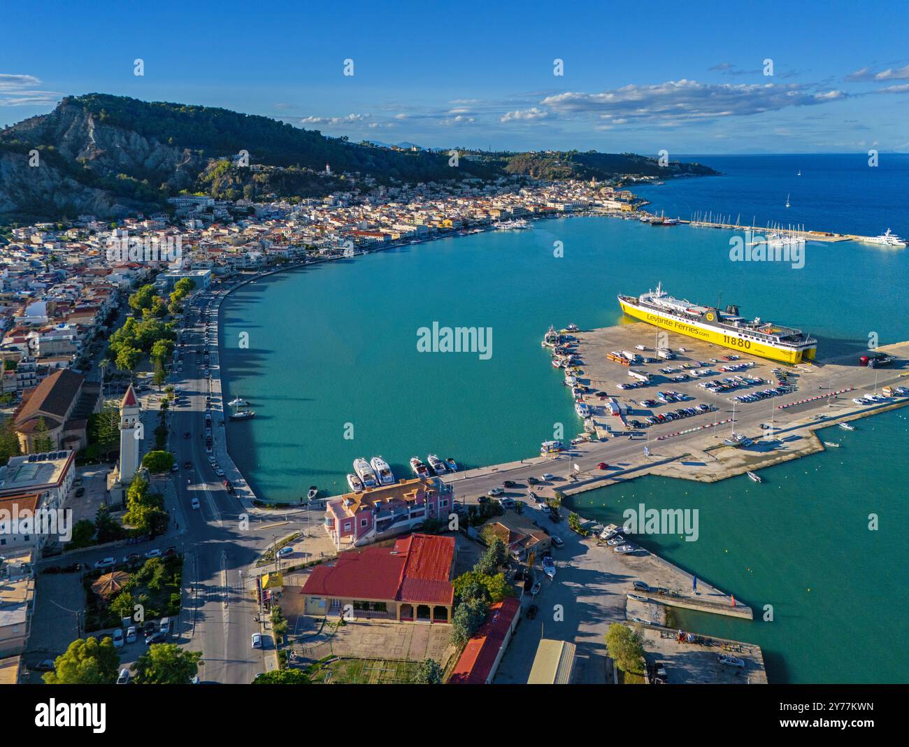 Bella immagine aerea della città di Zante sull'isola greca di Zante . 16 settembre 2024. Foto Stock
