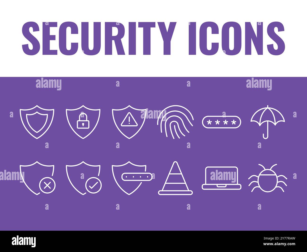 Le icone di protezione impostano il vettore. Vettore delle icone di Cyber Security. vettore delle icone di protezione Illustrazione Vettoriale