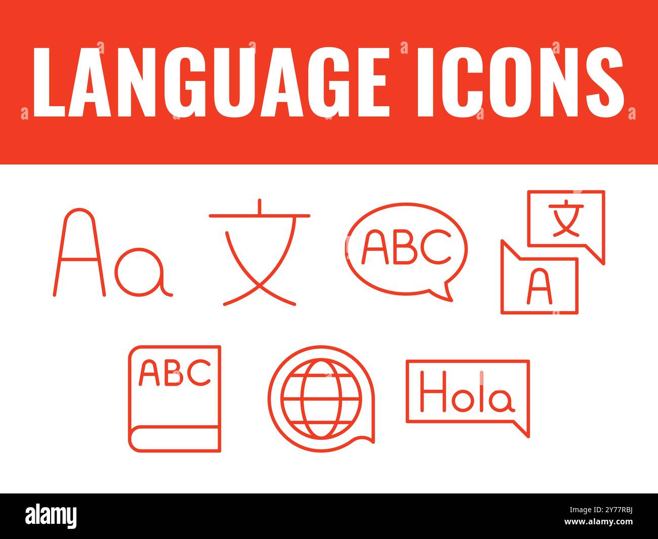 Set di icone della lingua. vettore delle icone della lingua. vettore di traduzione linguistica. Illustrazione Vettoriale