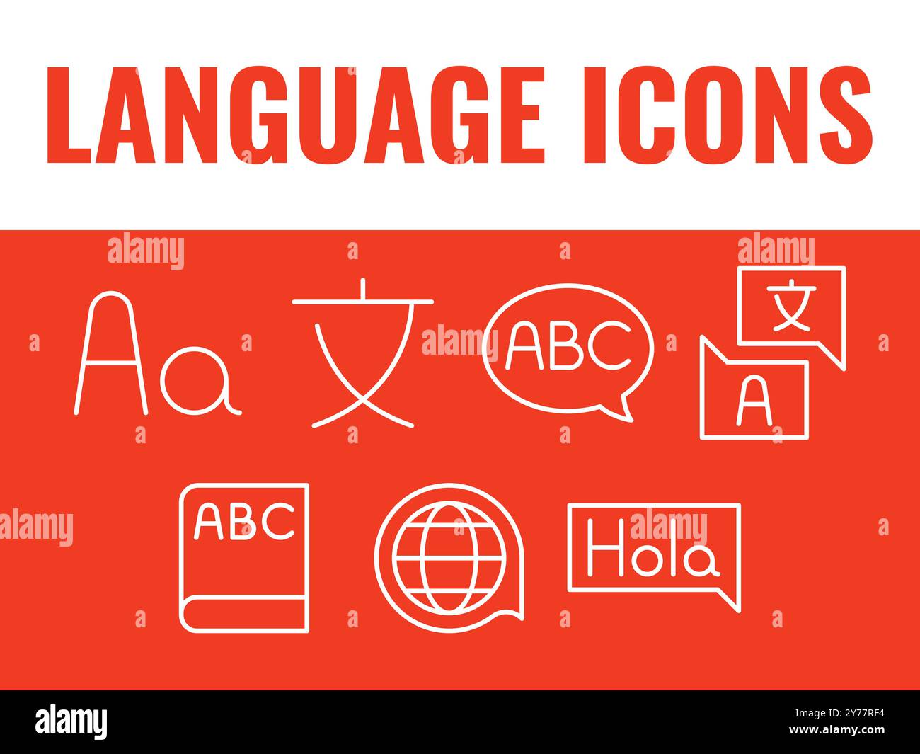 Set di icone della lingua. vettore delle icone della lingua. vettore di traduzione linguistica. Illustrazione Vettoriale