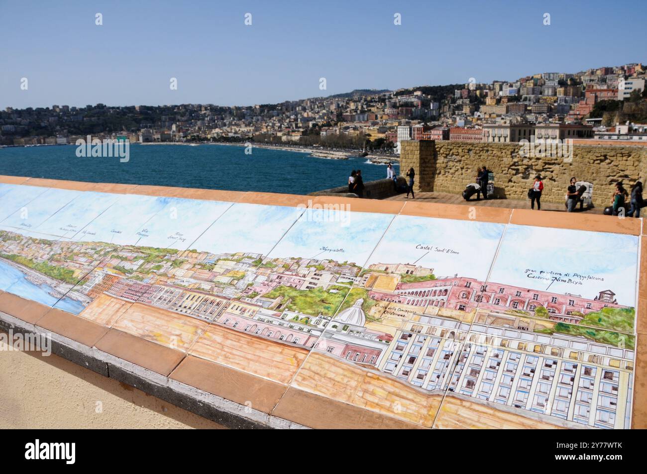 Terrazza dei cannoni a Castel dell'Ovo. Napoli, Italia Foto Stock