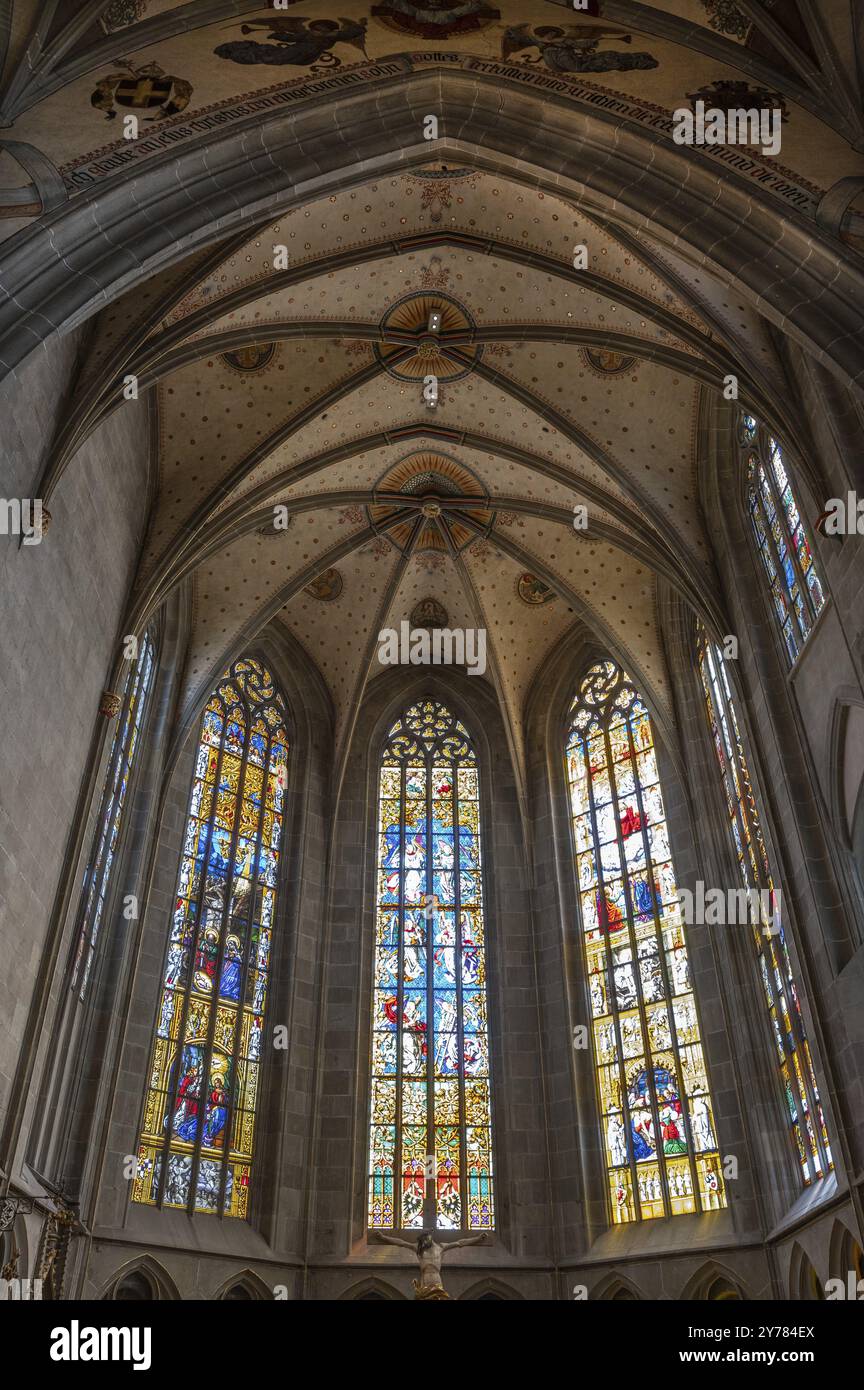 Feste storiche della chiesa nel coro, Heilig-Kreuz-Muenster, Rottweil, Baden-Wuerttemberg, Germania, Europa Foto Stock