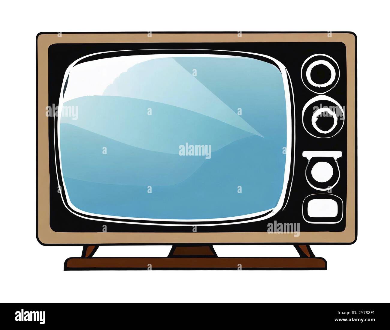 Vecchio televisore telescopico, icona, illustrazione con design piatto Foto Stock