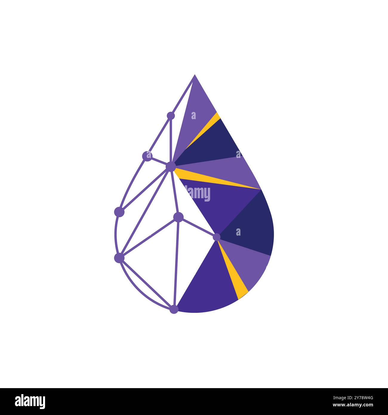 Tecnologia design con logo a goccia d'acqua. Logo della tecnologia a goccia d'acqua e design del vettore digitale con icona a goccia d'acqua Illustrazione Vettoriale