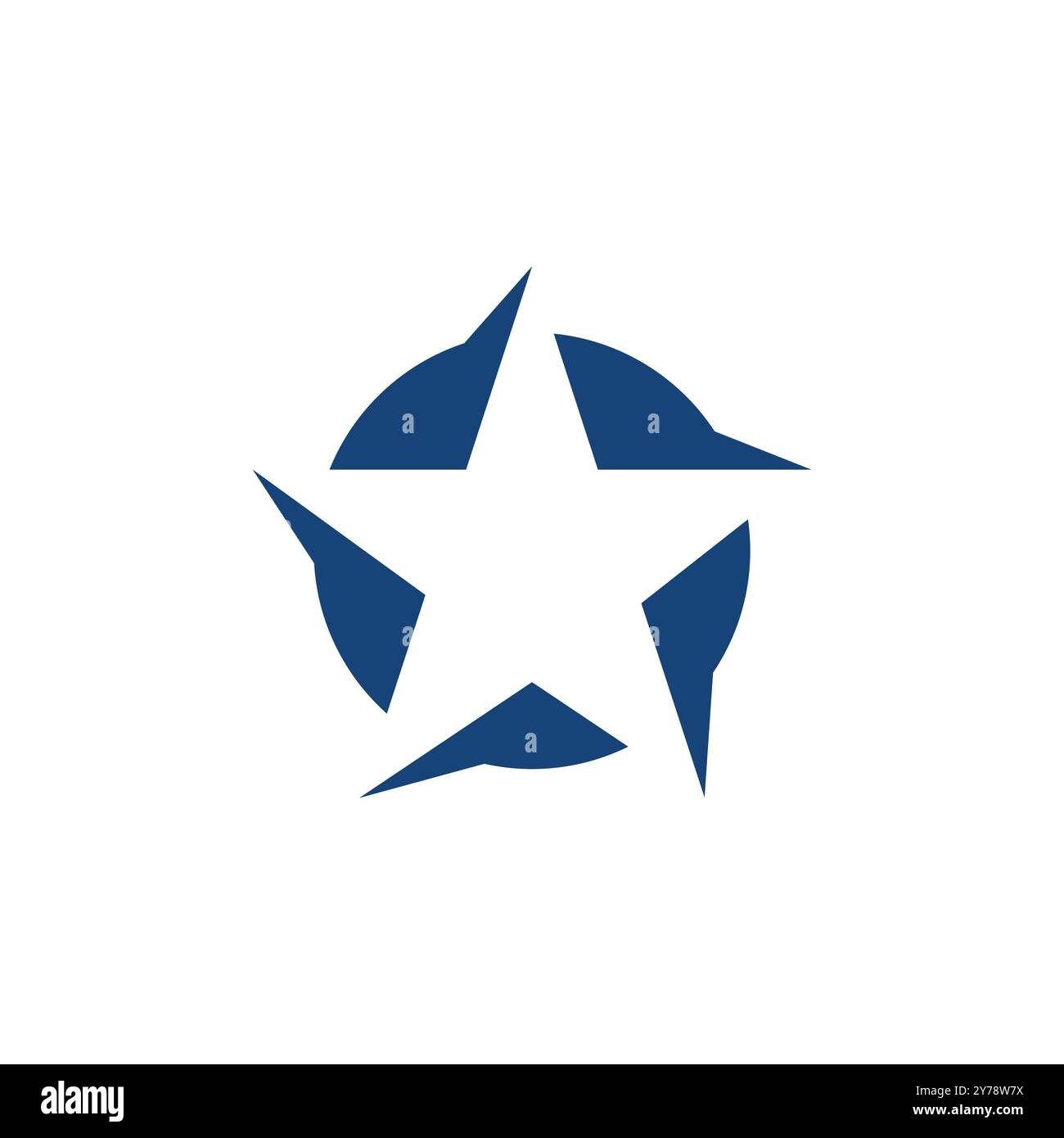 Logo Circular Star stilizzato spazio negativo Design vettoriale. Logo Blue and Stars con spazio negativo moderno Illustrazione Vettoriale