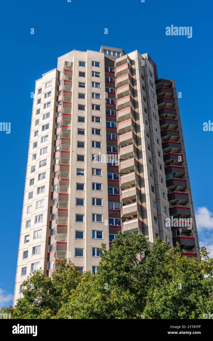 Berlino, Germania 2024: Gropiusstadt è una grande proprietà residenziale costruita da Walter Gropius con 18.500 appartamenti. Foto Stock