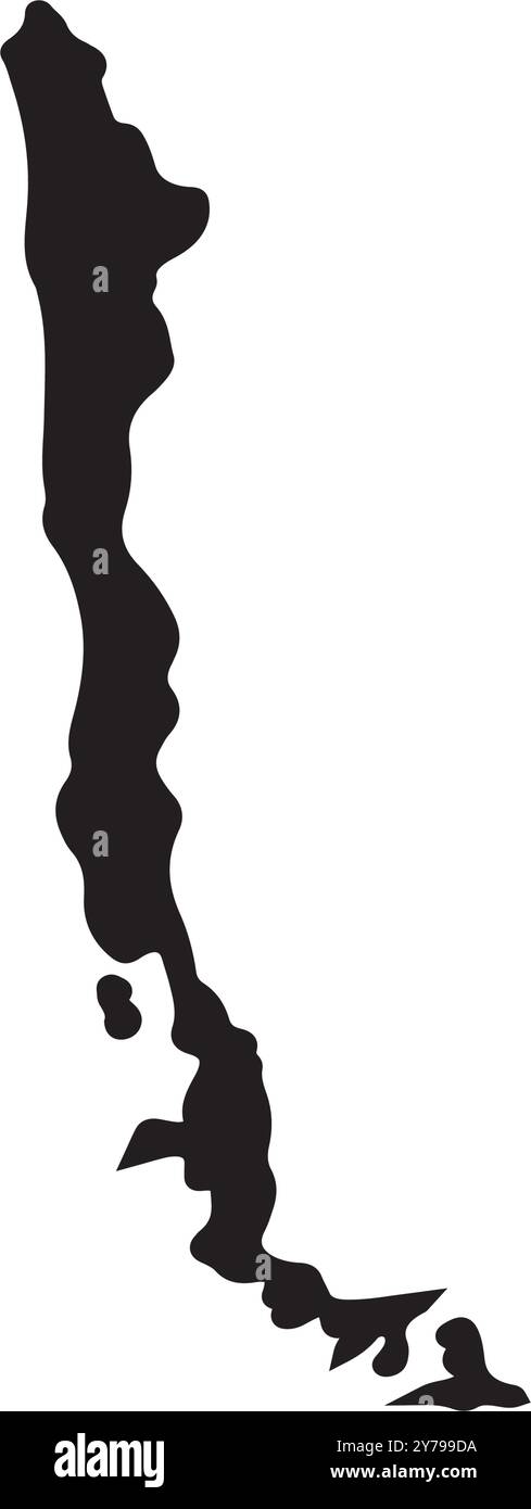 Disegno dell'illustrazione vettoriale della mappa della regione del Cile Illustrazione Vettoriale