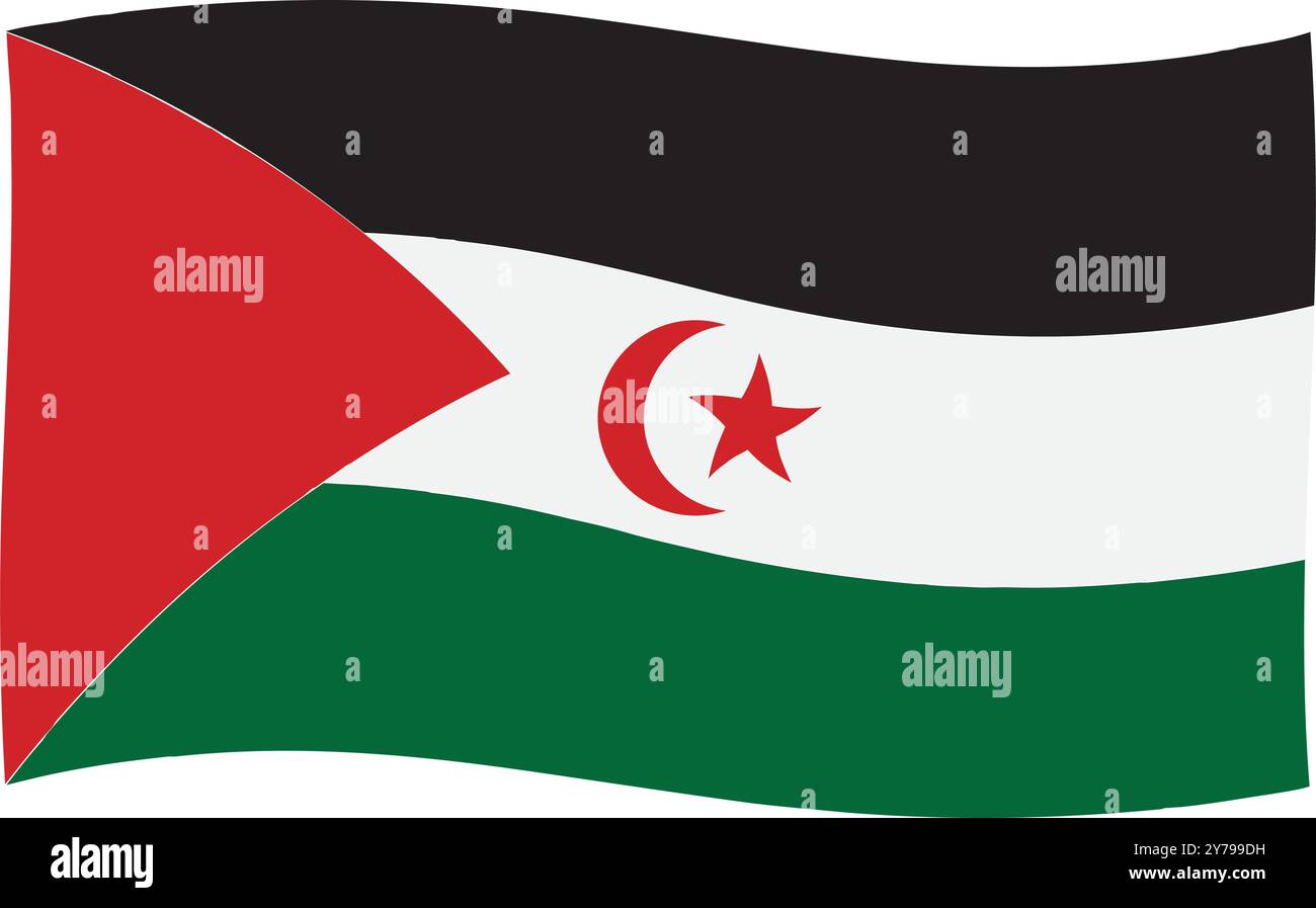 Icona della bandiera del Sahara occidentale illustrazione vettoriale disegno del simbolo Illustrazione Vettoriale