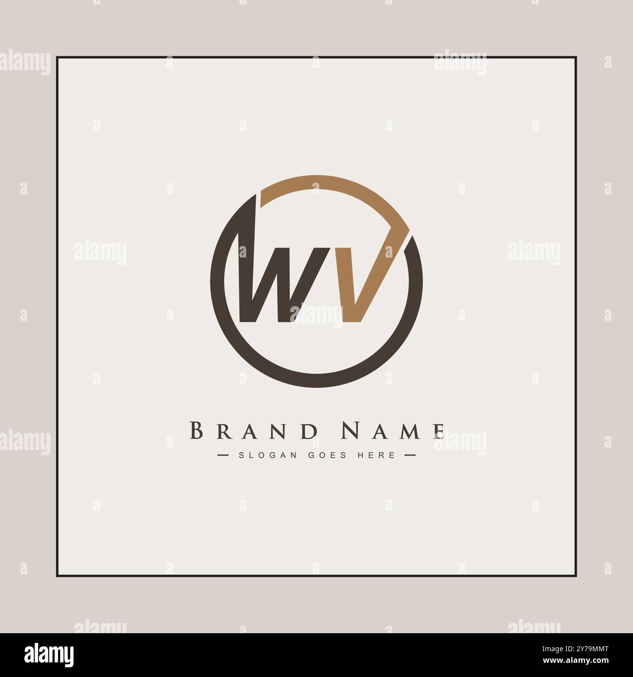 Modello logo vettoriale WV - icona semplice per le lettere iniziali W e V monogramma Illustrazione Vettoriale