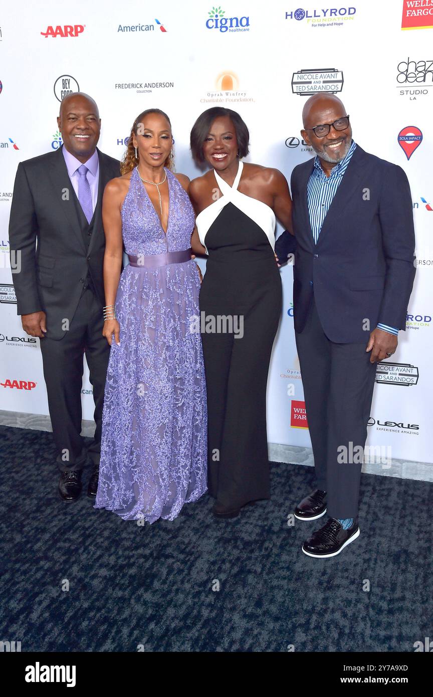 Rodney Peete, Holly Robinson Peete, Viola Davis e Julius Tennon bei der HollyRod Foundation DesignCares Gala im Rolling Greens DTLA. Los Angeles, 28.09.2024 *** Rodney Peete, Holly Robinson Peete, Viola Davis e Julius Tennon alla HollyRod Foundation DesignCares Gala al Rolling Greens DTLA Los Angeles, 28 09 2024 foto:xD.xStarbuckx/xFuturexImagex hollyrod 4986 Foto Stock