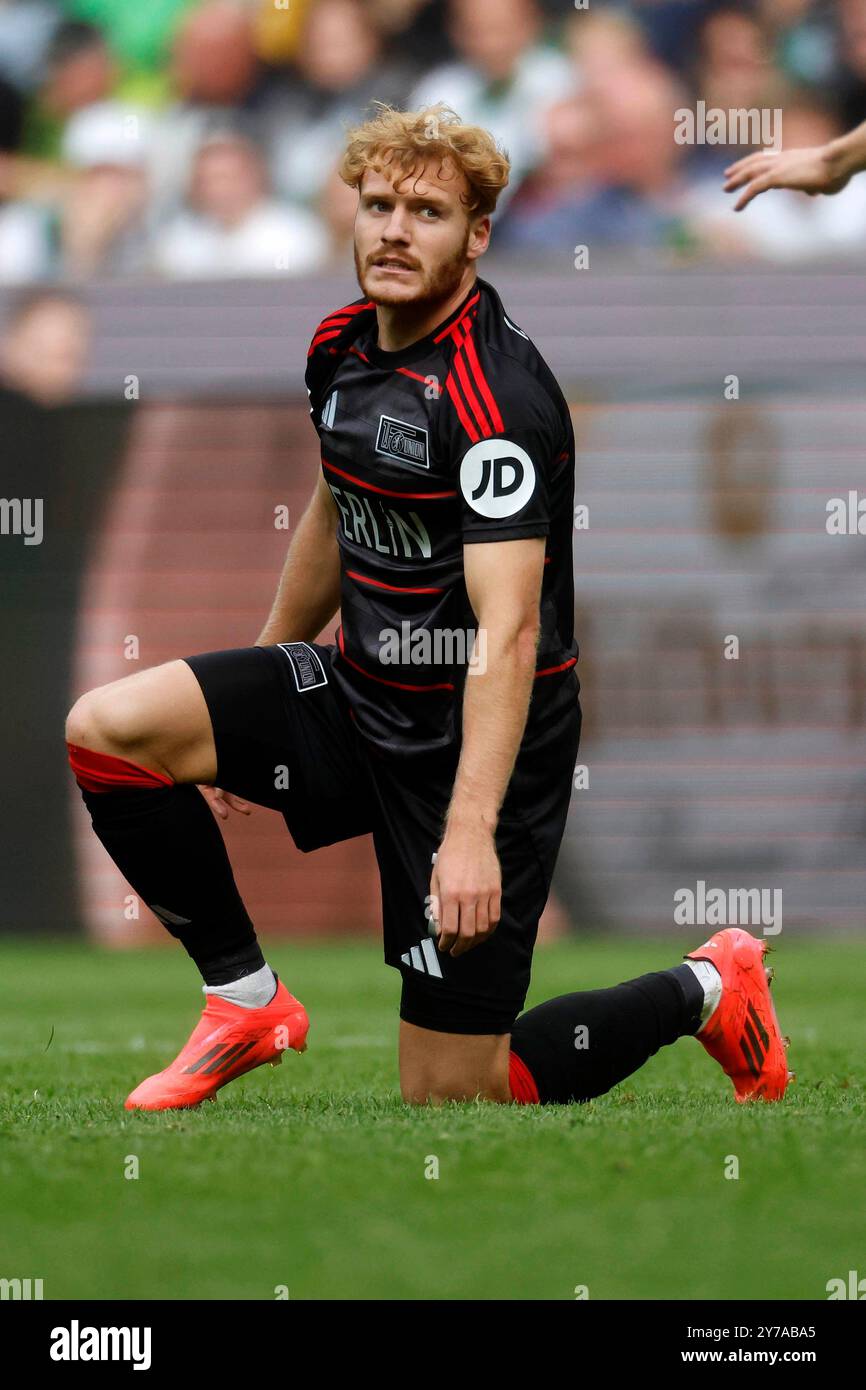 Moenchengladbach, Germania 1. Fussball Bundesliga, 5.Spieltag, Borussia Moenchengladbach : 1.FC Union Berlin 1:0 28. 09. 2024 im Borussia Park a Moenchengladbach Yorbe VERTESSEN (UB) foto: Norbert Schmidt, Duesseldorf Foto Stock