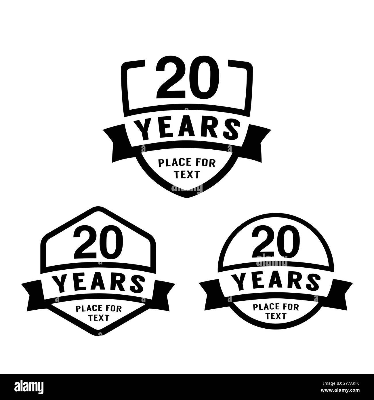 logotipo celebrativo dei 20 anni. collezione di logo per il ventesimo anniversario. Set di modelli di design per l'anniversario. Illustrazione vettoriale. Illustrazione Vettoriale