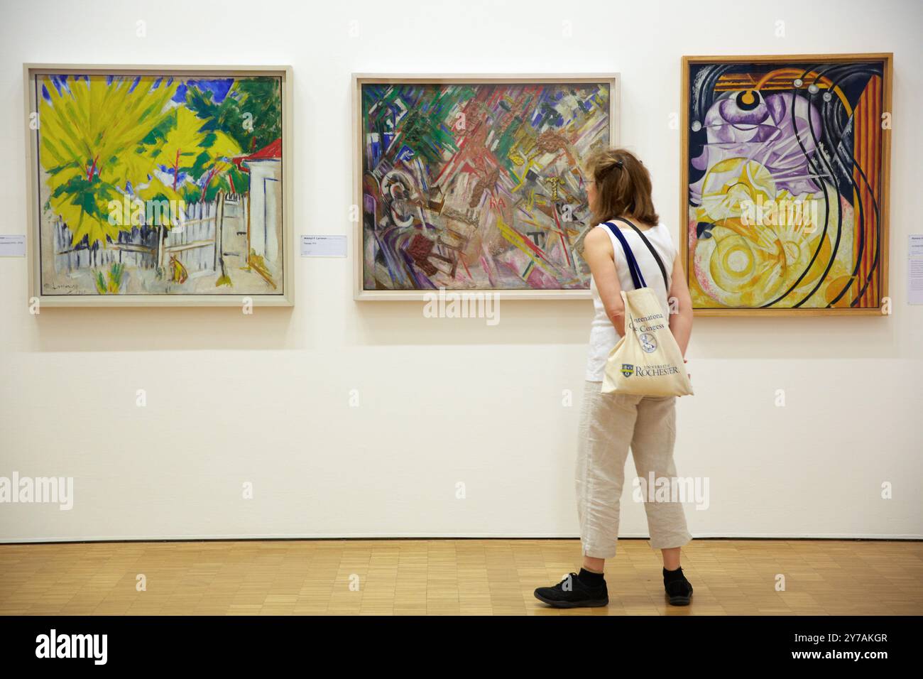 Woman Looking at Paintings, Paysage, 1912, Journée ensoleillée, 1913-1914, Mikhail F. Larionov, la Lampe électrique, 1913, Natalia GONTCHAROVA, Foto Stock