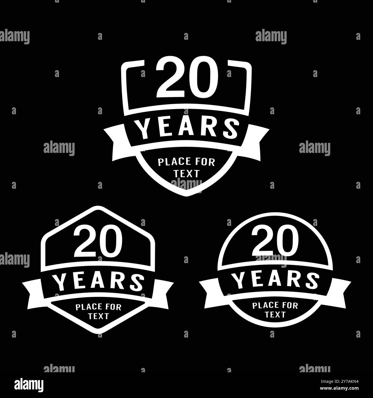 logotipo celebrativo dei 20 anni. collezione di logo per il ventesimo anniversario. Set di modelli di design per l'anniversario. Illustrazione vettoriale. Illustrazione Vettoriale