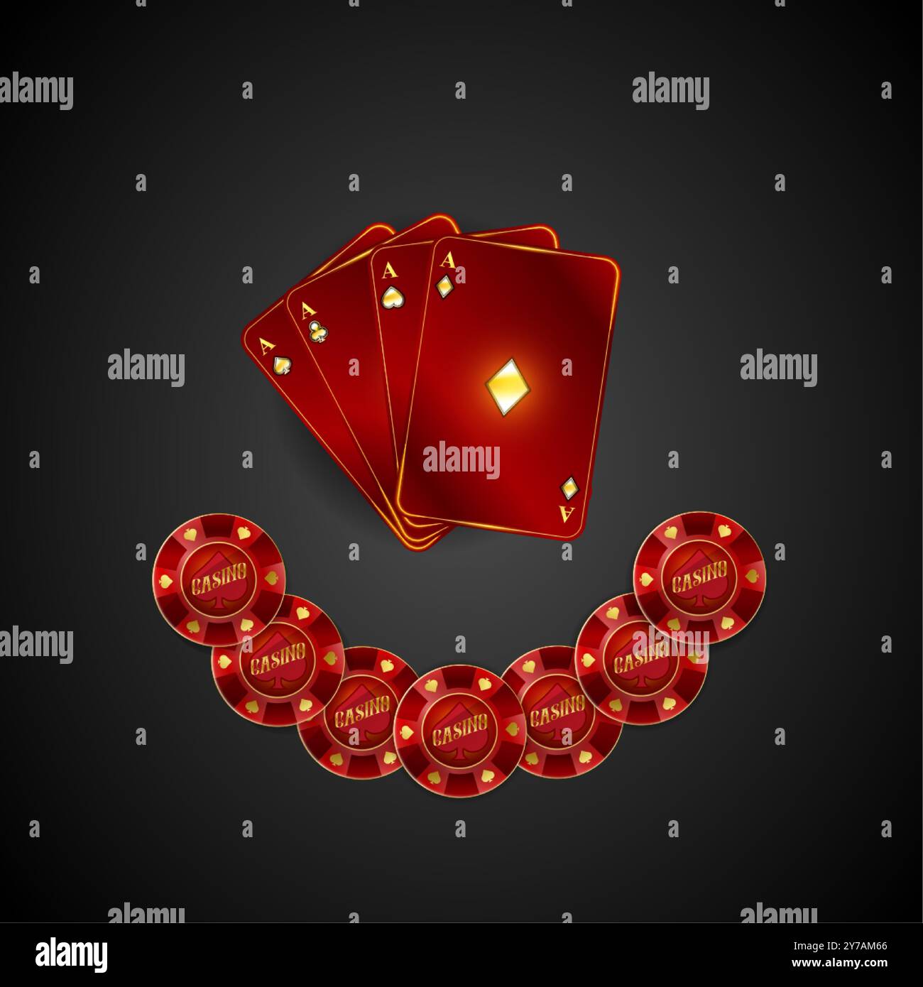 Composizione moderna delle carte da poker Vista dall'alto Illustrazione Vettoriale